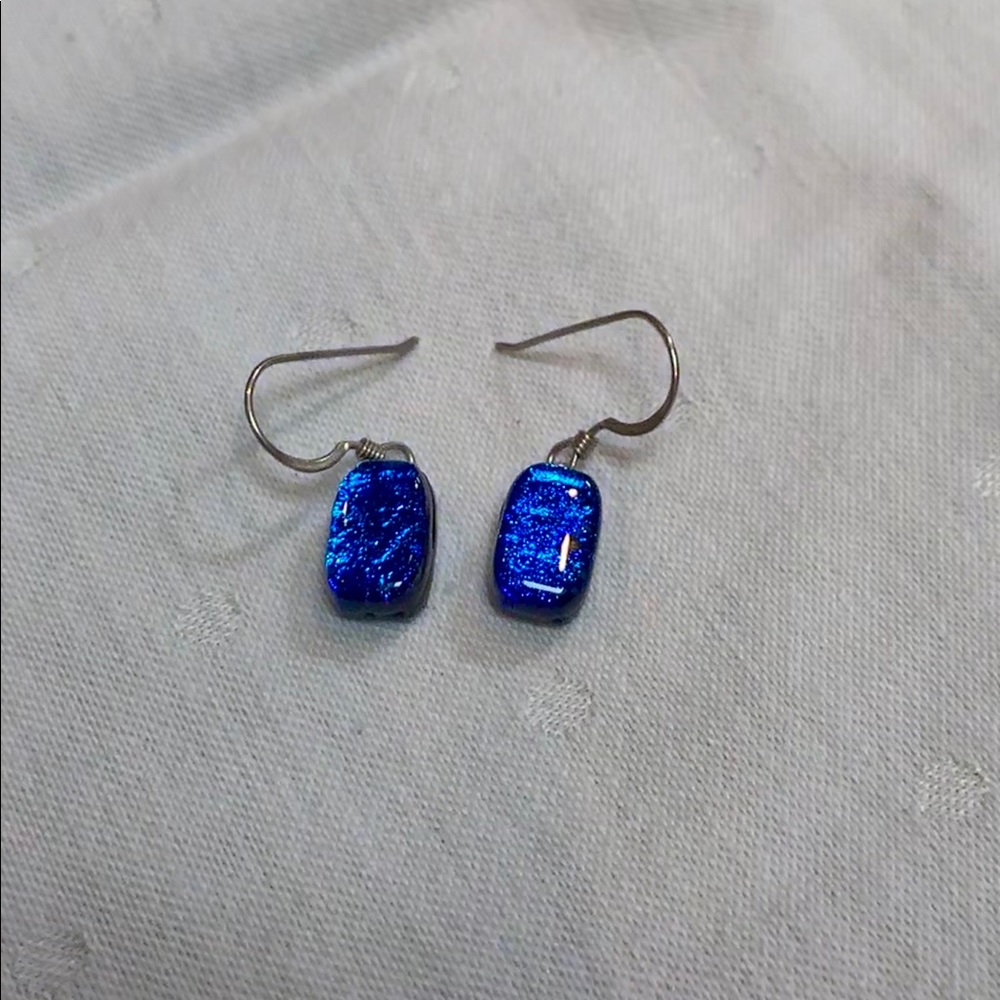 NWOT Blue Blown Glass Earrings